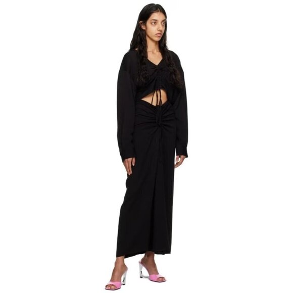 Christopher Esber Ruched Crop Shirt in Black AUS 12 US 8 New Womens Blouse Top - Picture 14 of 14